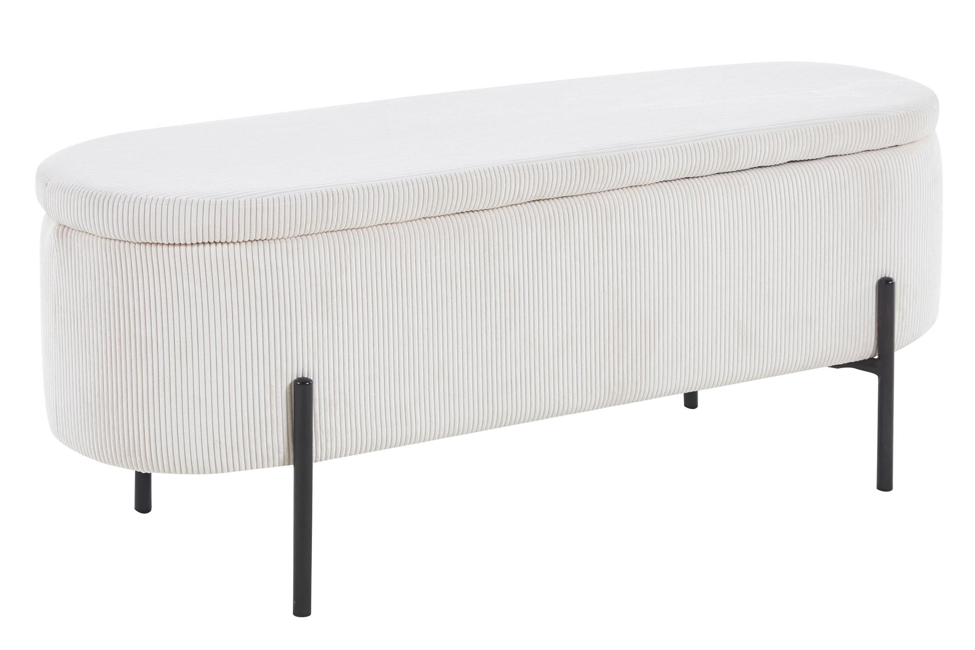 Hockerbank Beige B: 110 Cm - Beige/Schwarz, MODERN, Textil (110/44/40cm) - Livetastic