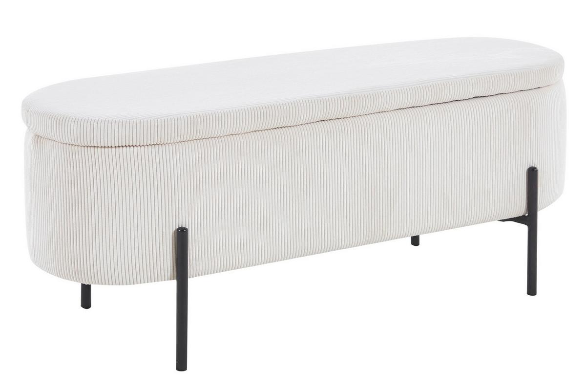 Hockerbank Beige B: 110 Cm - Beige/Schwarz, MODERN, Textil (110/44/40cm) - Livetastic