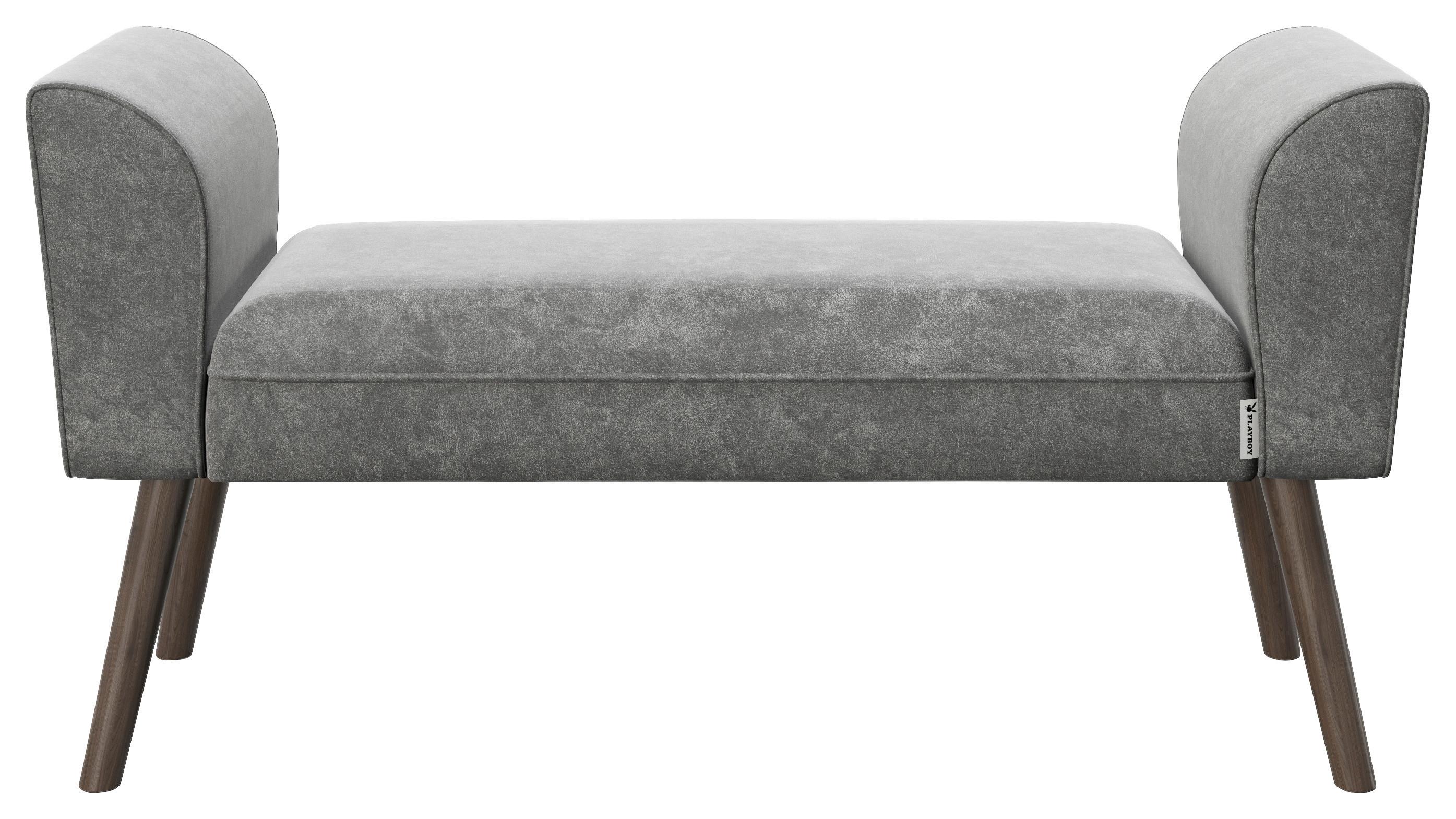Hockerbank Tiffany Samt Anrhrazit H: 54,50 cm - Anthrazit/Walnussfarben, MODERN, Textil (92,7/54,5/30cm) - Playboy