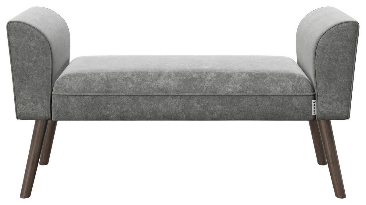 Hockerbank Tiffany Samt Anrhrazit H: 54,50 Cm - Anthrazit/Walnussfarben, MODERN, Textil (92,7/54,5/30cm) - Playboy