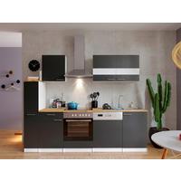 Küchenzeile Economy M. Geräten 250 Cm Grau/nussbaum Dekor - Nussbaumfarben/Weiß, Basics, Holzwerkstoff (250cm) - Respekta