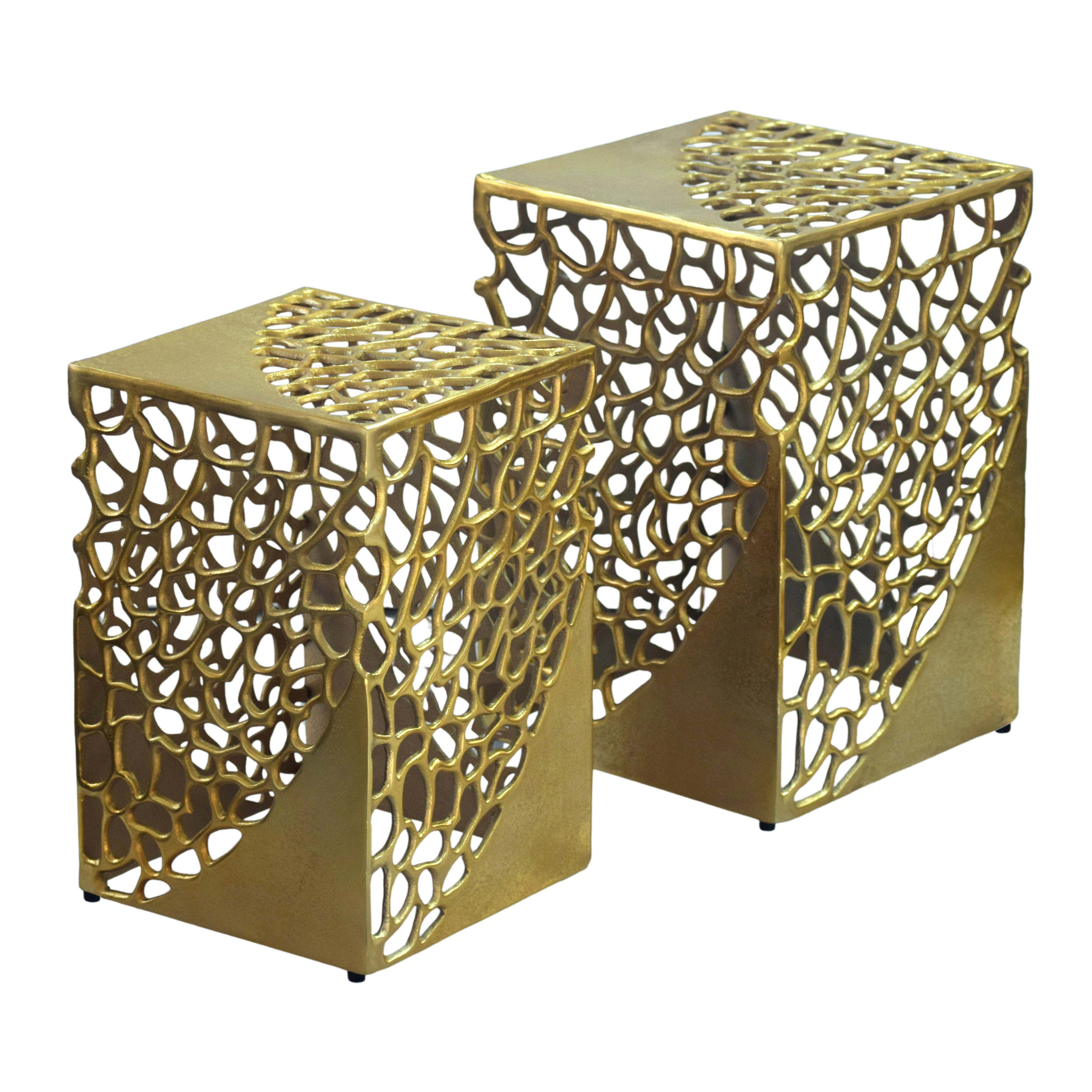 SATZTISCH Goldfarben 2-teilig - Goldfarben, Design, Metall (30/26/30/26/45/40cm) - MID.YOU