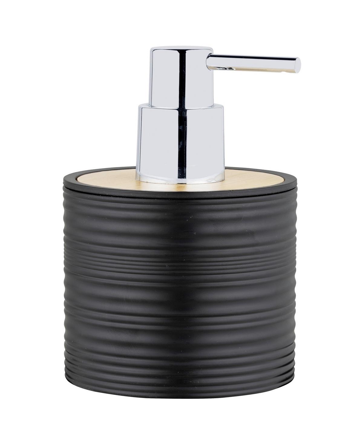 Seifenspender Lyon Schwarz B: 8,7 cm - Schwarz, Trend, Naturmaterialien/Kunststoff (8,7/12,5/8,7cm)