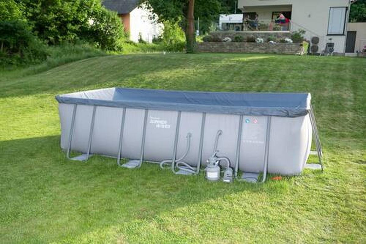 Aufstellpool Rechteckig D: 274 Cm - Anthrazit, KONVENTIONELL, Kunststoff/Metall (274/132/549cm)