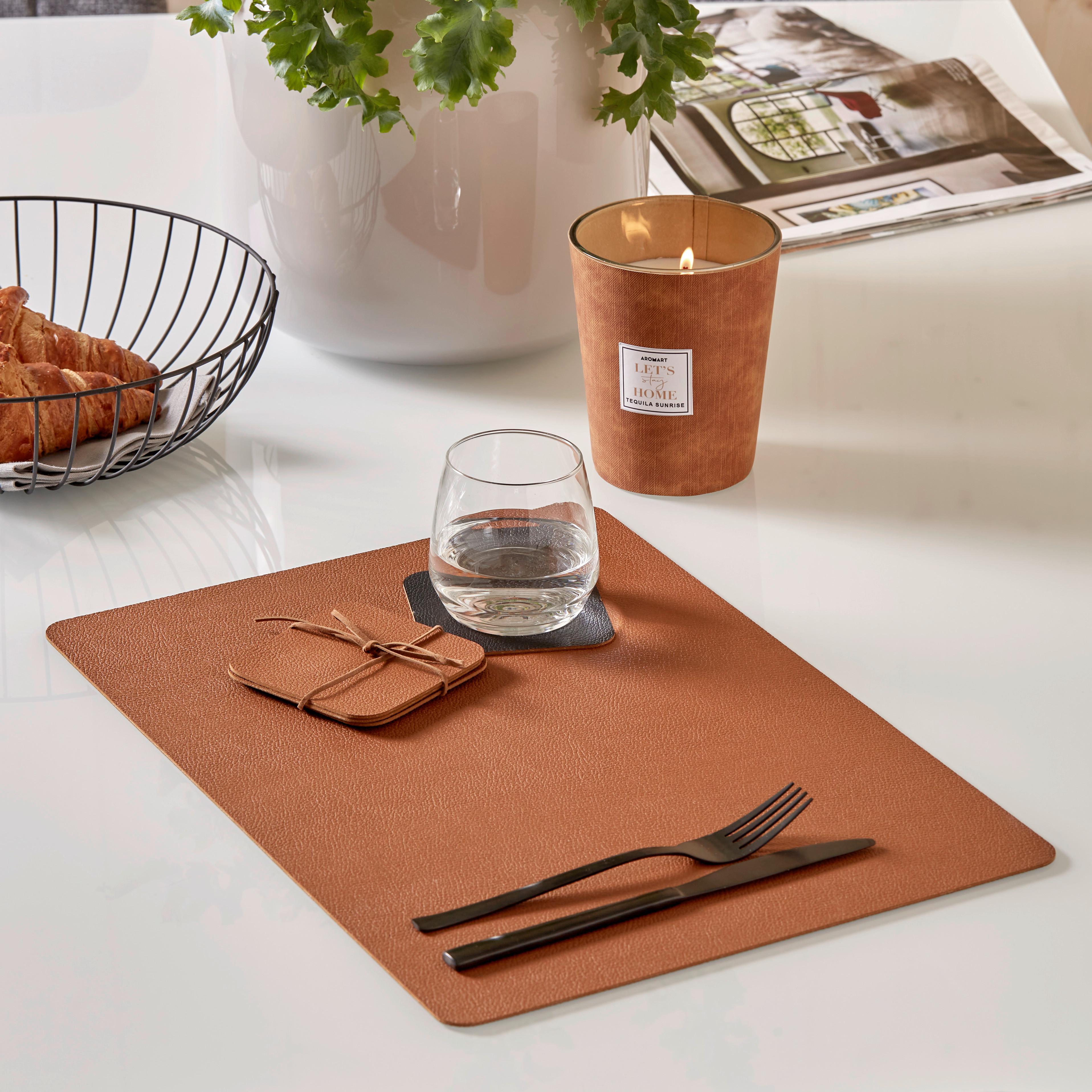 Étkezőalátét Tanita Kb. 46/33cm - barna/fekete, Basics, bőr (46/33cm)