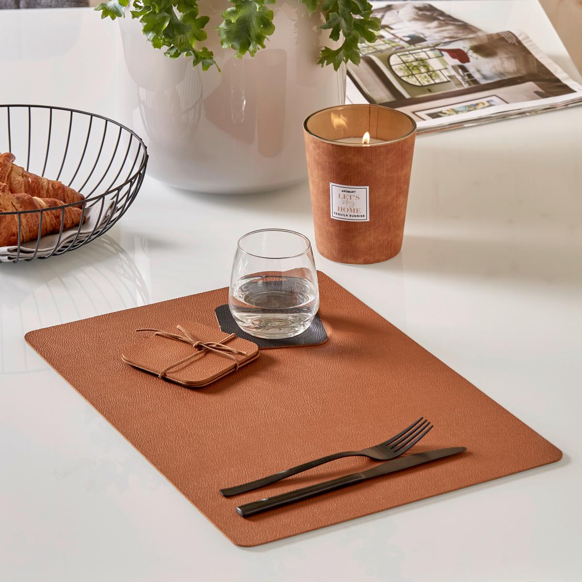Étkezőalátét Tanita Kb. 46/33cm - barna/fekete, Basics, bőr (46/33cm)