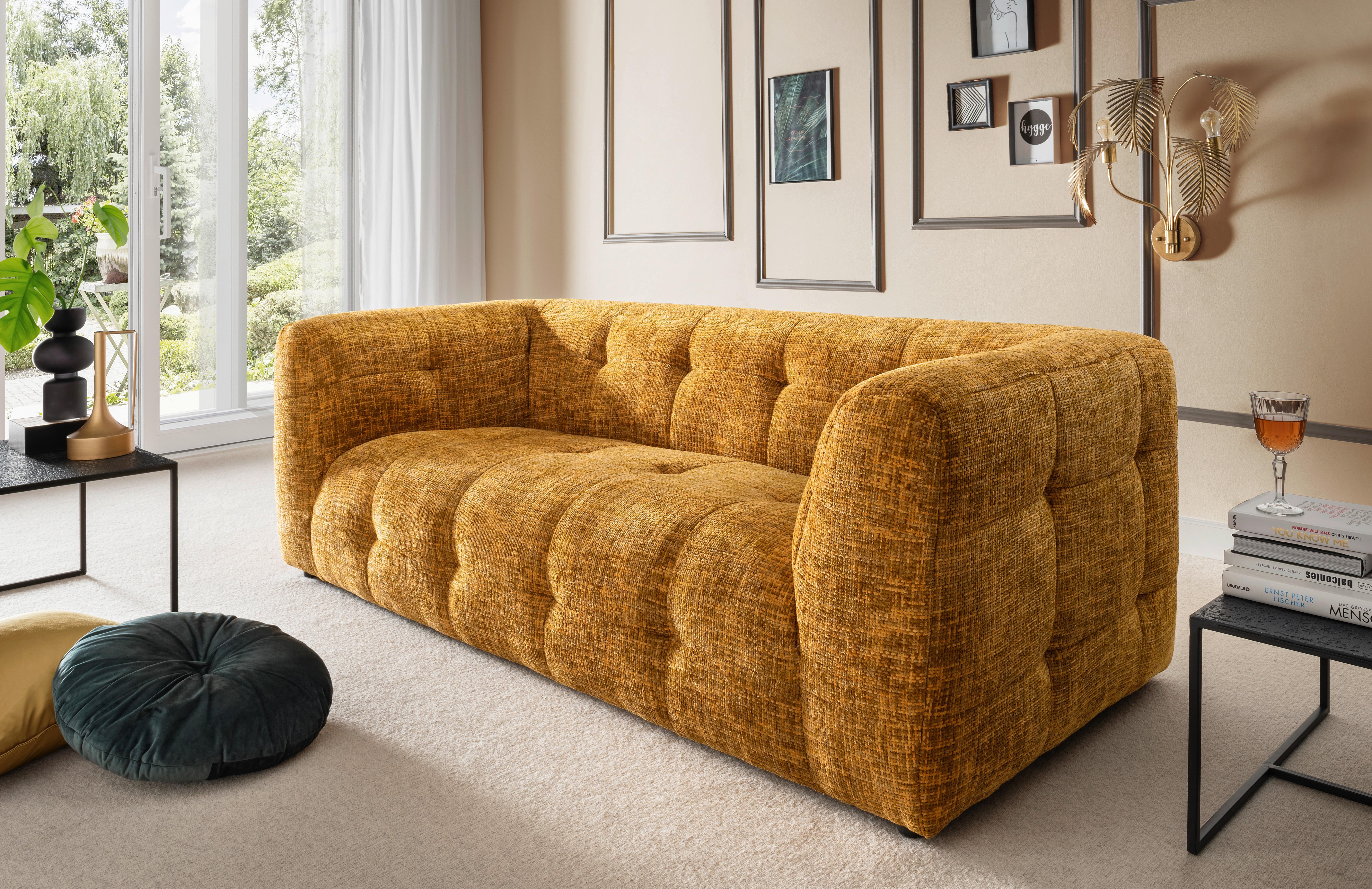 2,5-sitzer Velice, Goldfarben B: 218 Cm - Goldfarben/Schwarz, Design, Textil (218/72/95cm) - Livetastic