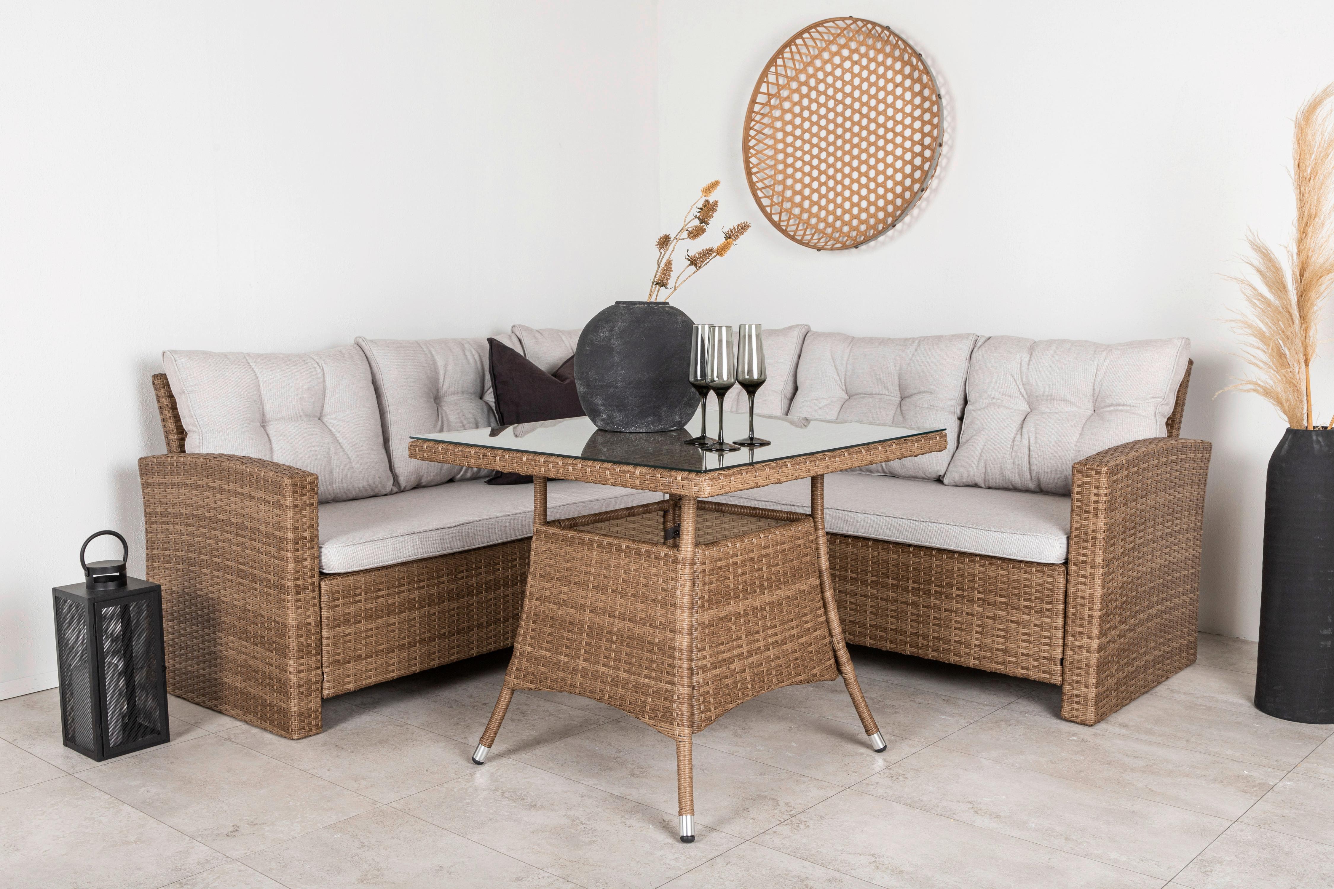 Loungegarnitur Watford - Braun, KONVENTIONELL, Holz - Gardenson