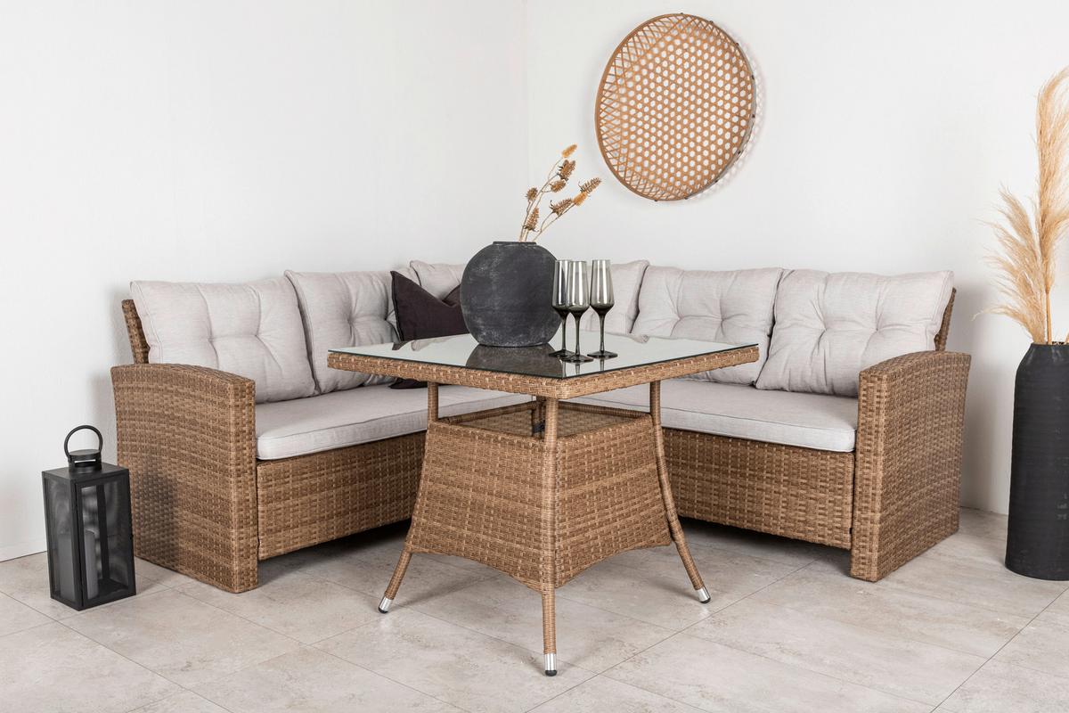 Loungegarnitur Watford - Braun, KONVENTIONELL, Holz - Gardenson