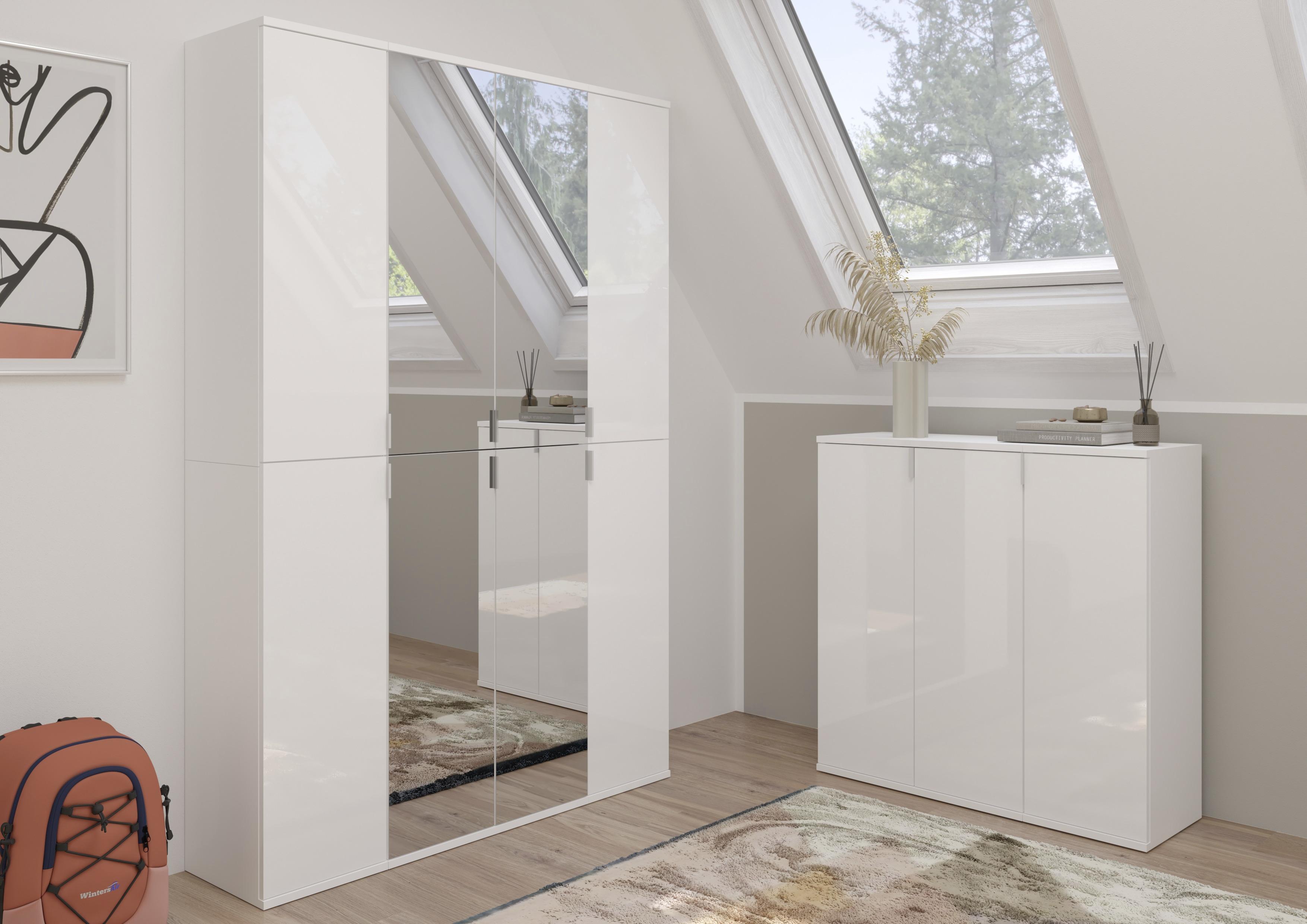 Korpus: Weiß hochglanz • Front: Weiß hochglanz • 1-türig/3 Einlegeböden • B/H/T: ca. 30/99/34cm