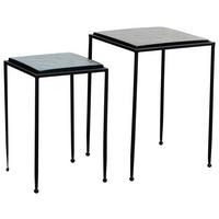 Satztisch Blau, Schwarz 2-teilig - Blau/Schwarz, Design, Glas/Metall - MID.YOU