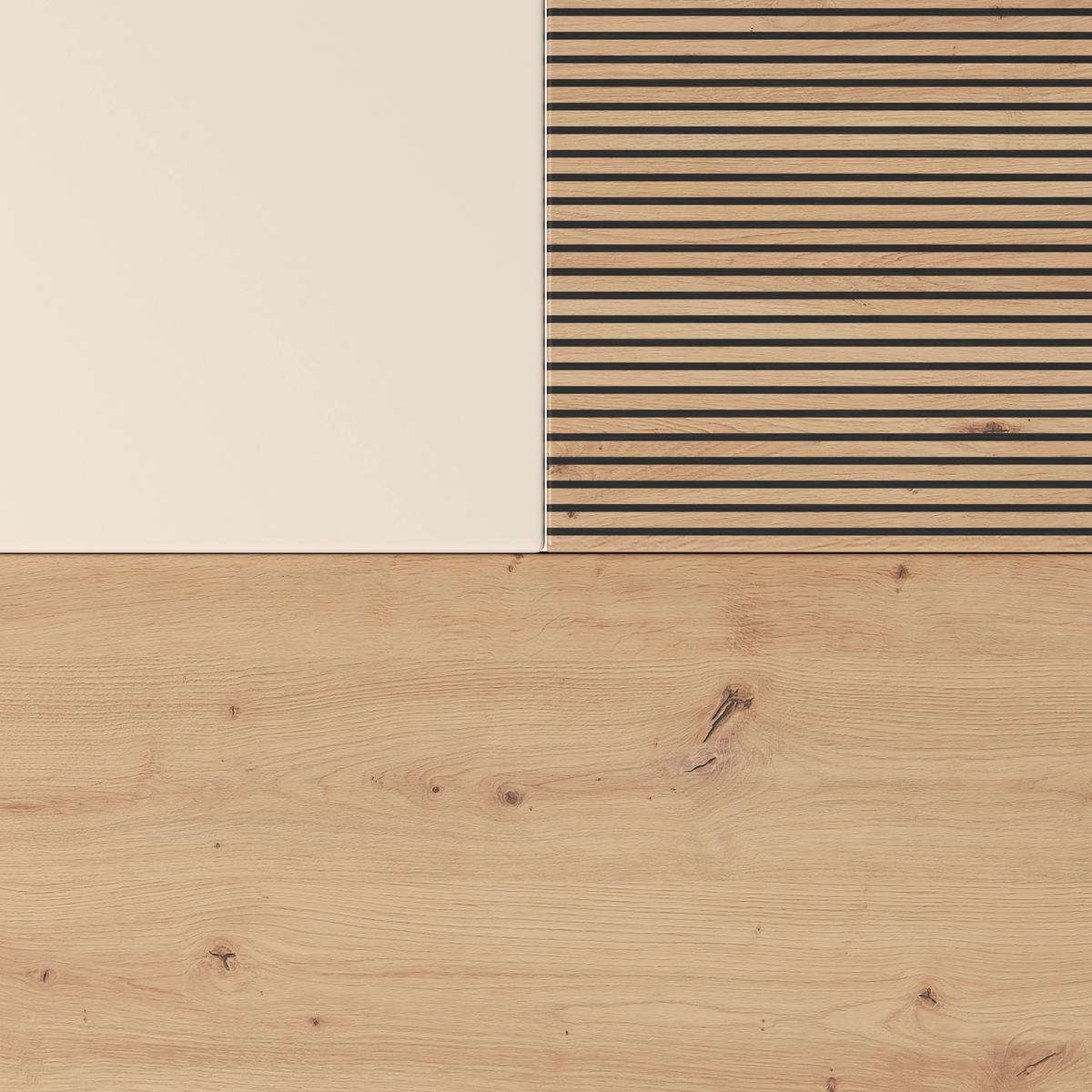 Wohnwand FREE Kaschmir/Eichefarben B: 212 cm - Kaschmir/Schwarz, MODERN, Holzwerkstoff (212/172/40cm)