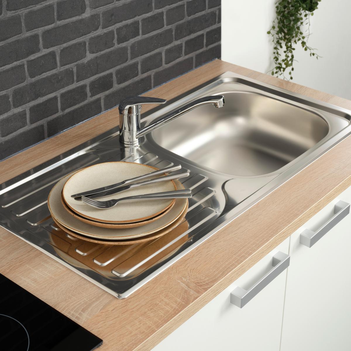 Spüle 100230 - Edelstahlfarben, Design, Metall (86/43,5cm) - HKT