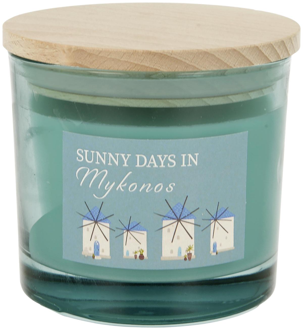 Svíčka ve skle Luke - oranžová/modrá, přírodní materiály/sklo (8/9cm) - Mömax