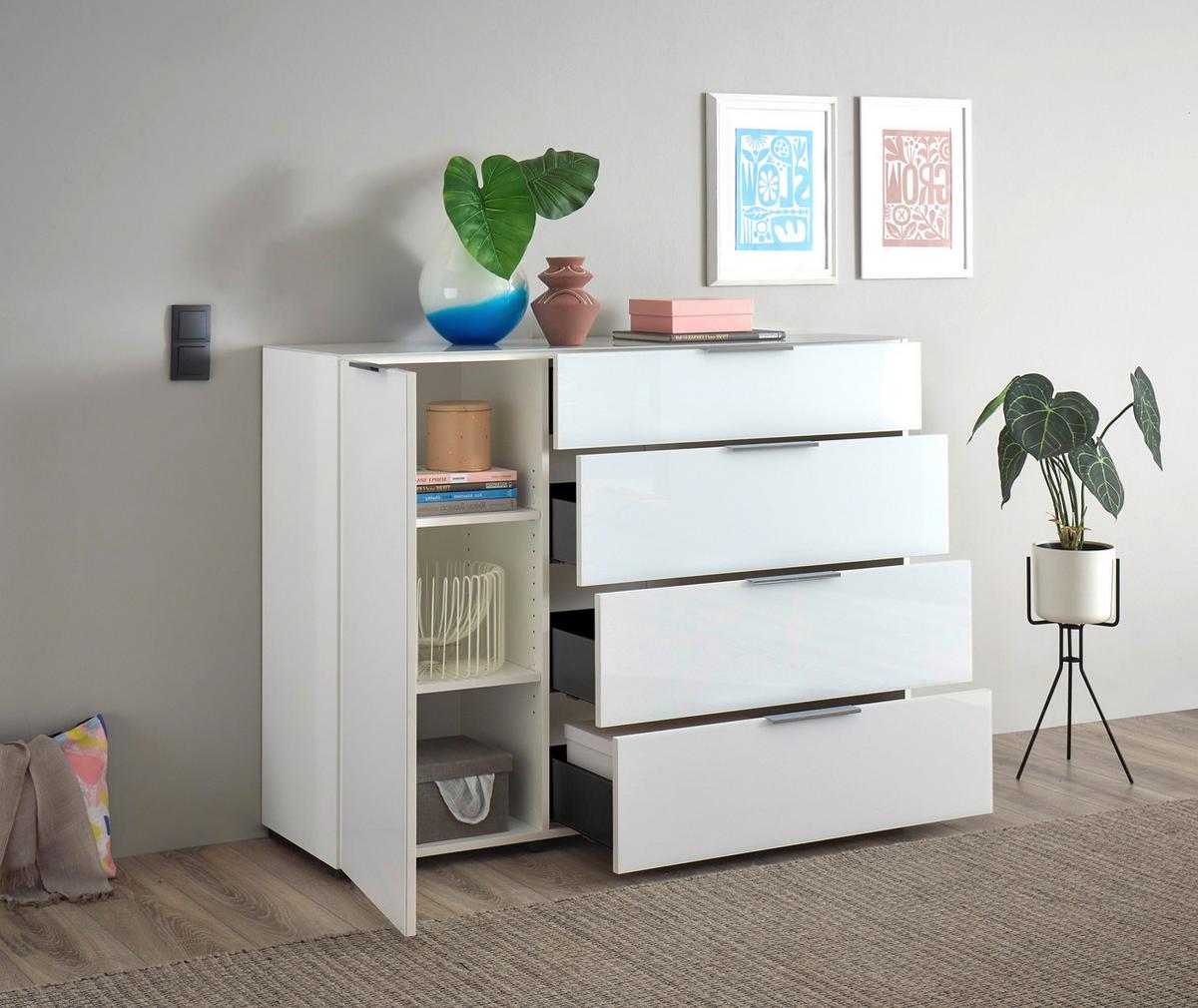 KOMODA SIENA -EXKLUSIV- - čierna/biela, Modern, kov/kompozitné drevo (135/99/40cm) - Mömax
