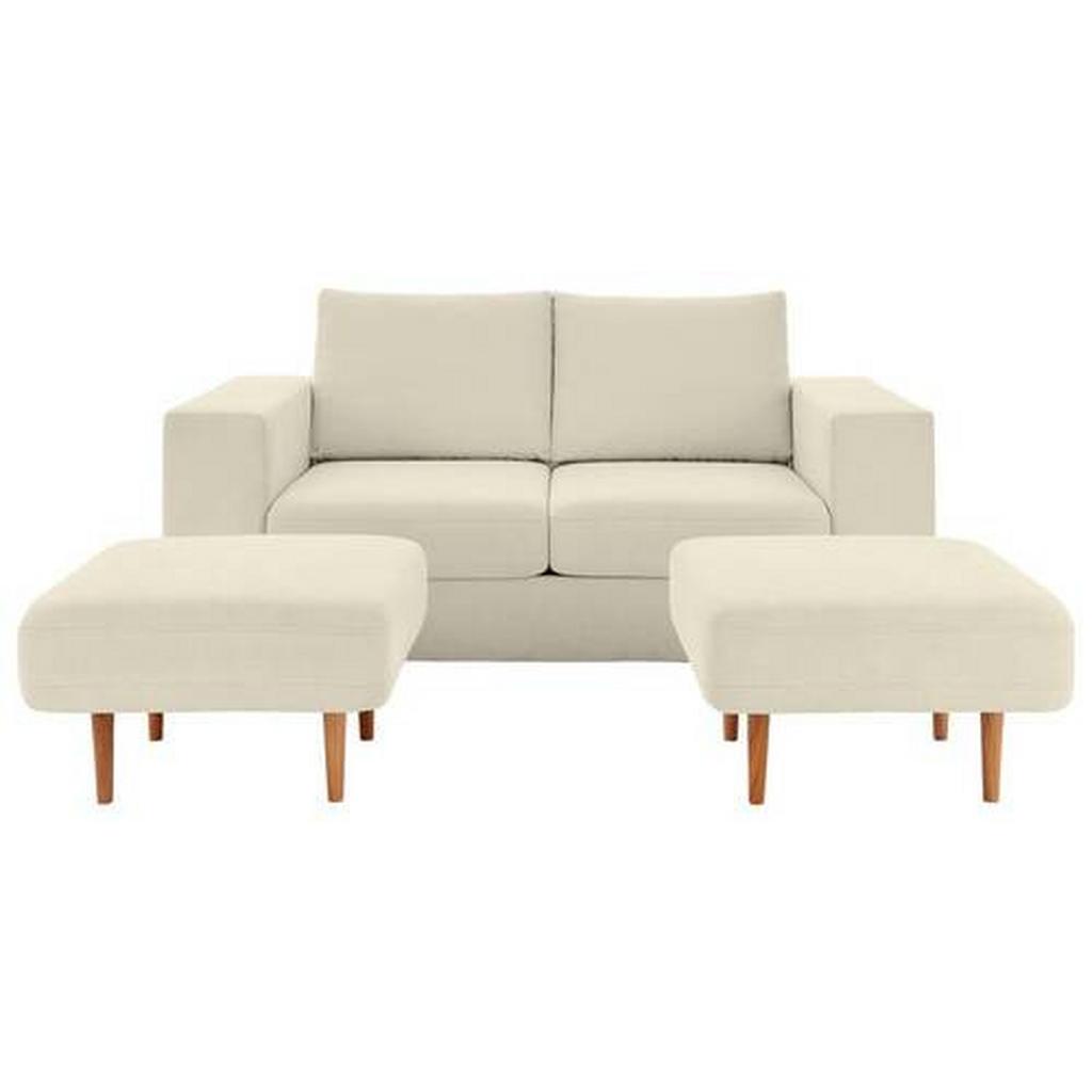 2,5-Sitzer-Sofa Looks Mit Hocker In Creme Beine Eiche