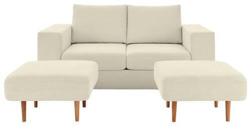 2-sitzer-sofa Looks V-2 Mit Hockern Creme - Eichefarben/Creme, Design, Textil (172/96/107cm) - LOOKS by W.Joop
