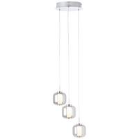 LED-Hängeleuchte Rafa H: 125 cm 3-Flammig - Chromfarben/Grau, Design, Glas/Kunststoff (22/22/125cm) - Brilliant