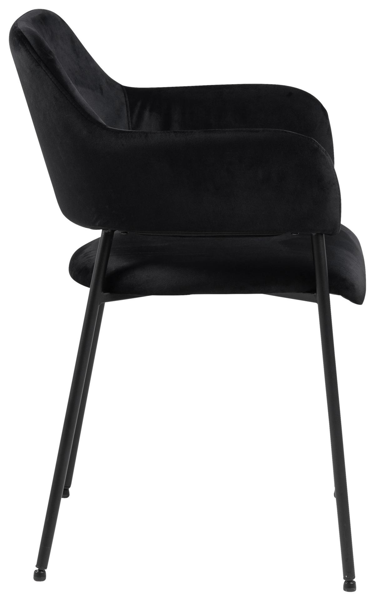 Stolička s podrúčkami LIMA čierna - čierna, Design, kov/textil (54/82/55cm) - Livetastic