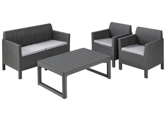 Loungegarnitur 4-Tlg Orlando 2 Aus Kunstoff mit Kissen - Hellgrau/Graphitfarben, MODERN, Kunststoff - Allibert