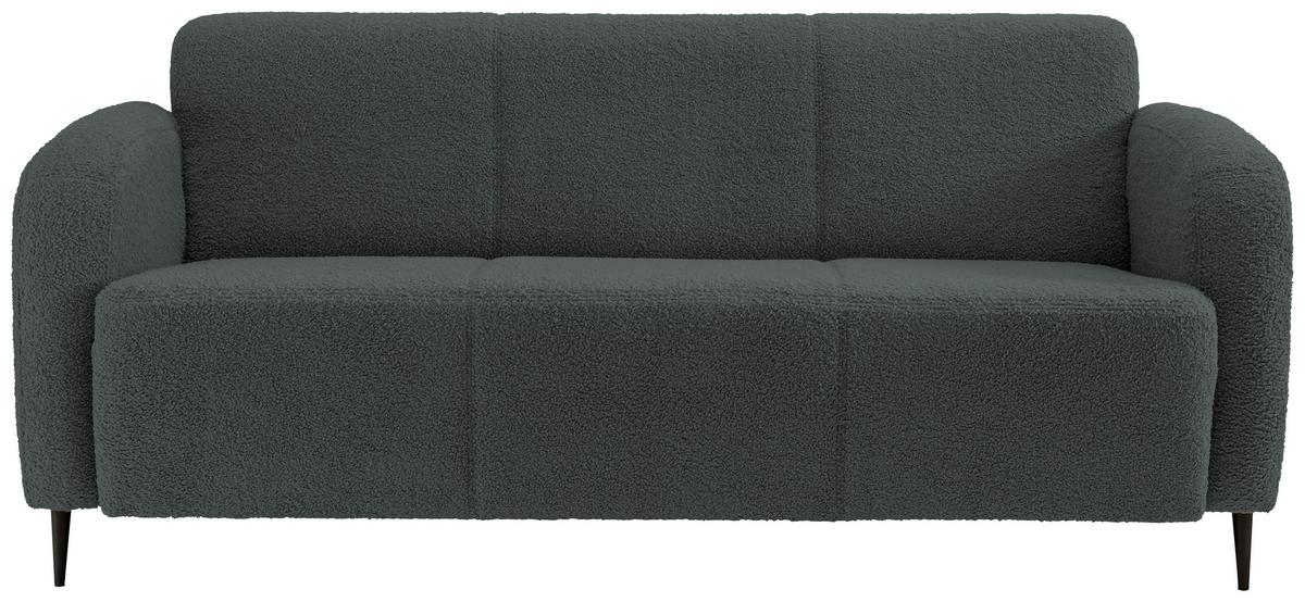 3-Sitzer-Sofa Marone Anthrazit Teddystoff - Anthrazit/Schwarz, MODERN, Textil (180/76/90cm) - Livetastic