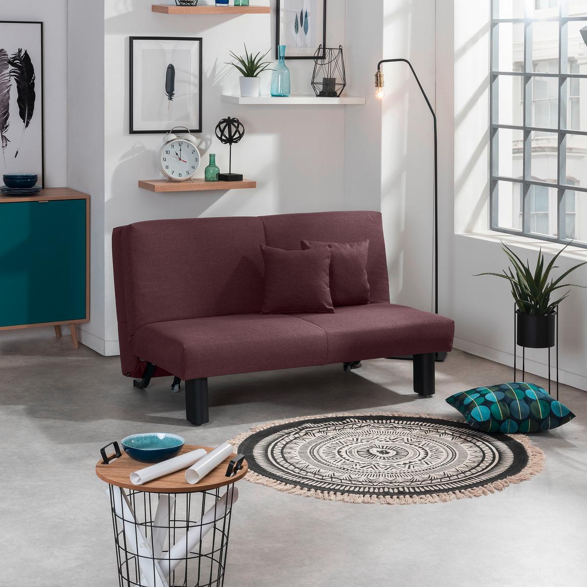 Schlafsofa Columbus Dunkelrot Inkl. Zierkissen - Schwarz/Dunkelrot, Design, Textil (145/84/100cm) - Max Winzer
