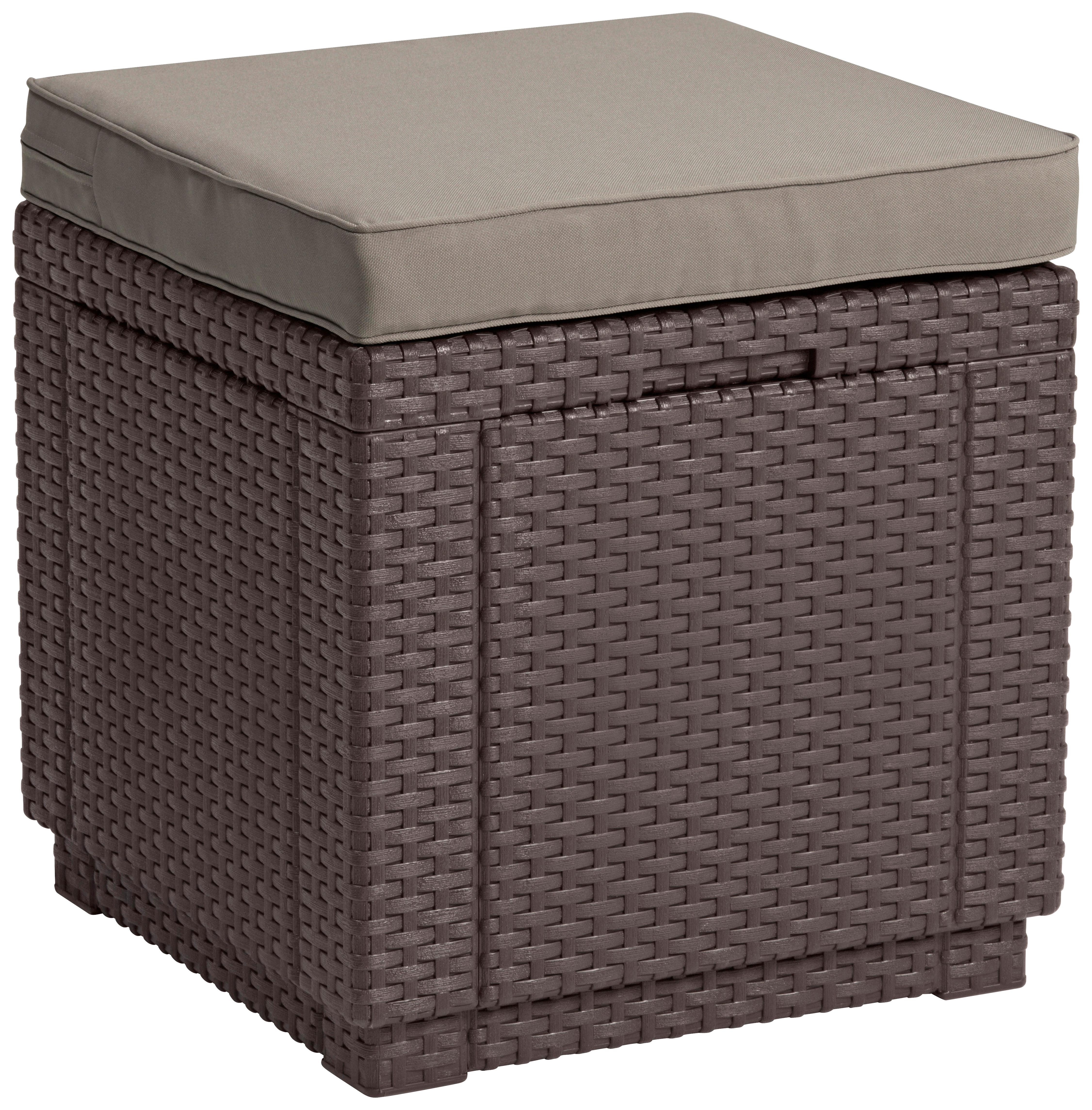 Gartenhocker Cube Polyrattan mit Stauraum - Braun, MODERN, Kunststoff (42/39/42cm) - Allibert