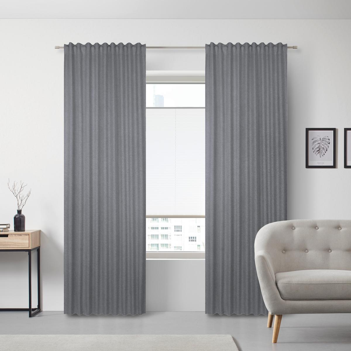 HOTOVÝ ZÁVĚS ULRICH -EXT- -TOP- - šedá, textil (135/245cm) - Modern Living