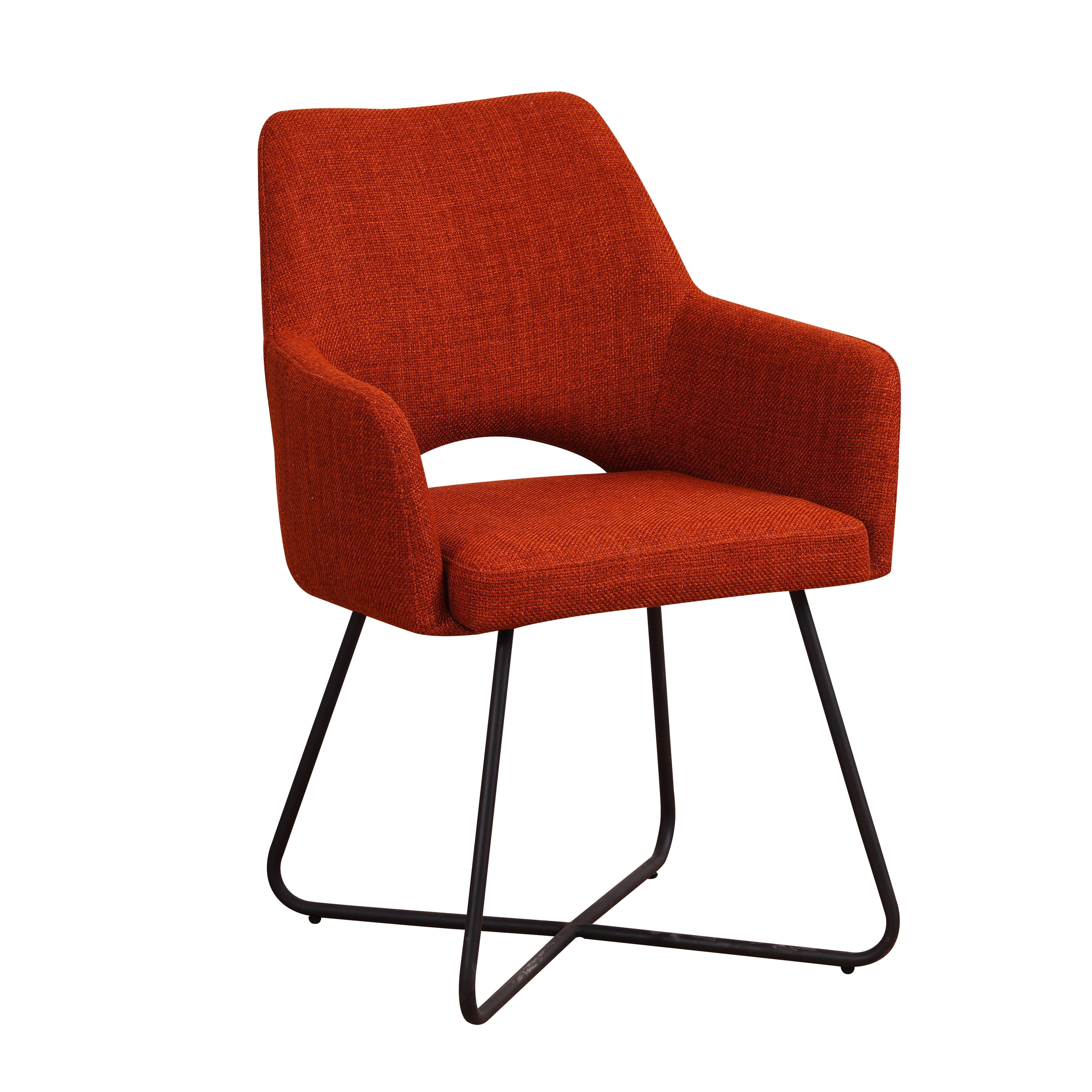 Armlehnstuhl Brest Orange B: 60 Cm - Schwarz/Orange, MODERN, Textil/Metall (60/88/63,5cm) - MID.YOU