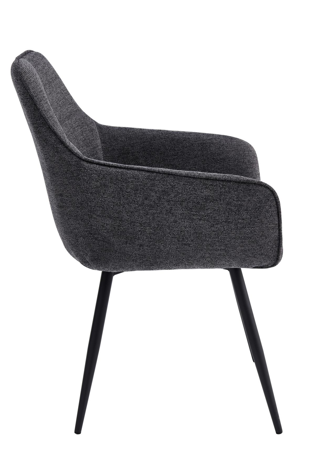 Armlehnstuhl-Set Verona I S 2er-Set - Anthrazit/Schwarz, MODERN, Textil/Metall (53/85/62cm) - MID.YOU