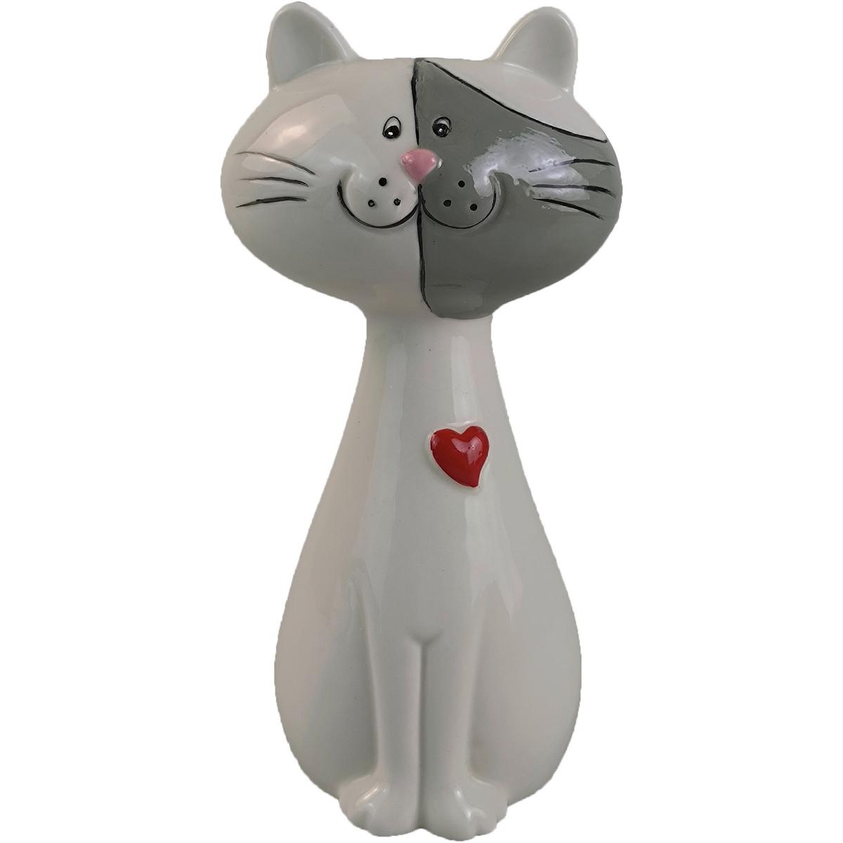 Dekokatze Lilly - Rot/Schwarz, KONVENTIONELL, Keramik (9,7/8,5/19,9cm) - Luca Bessoni