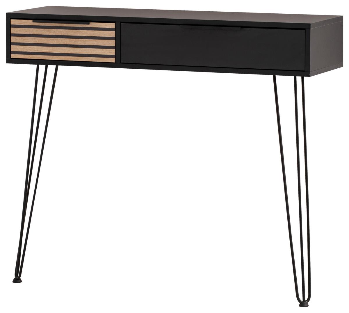 Konsolentisch Hank 800 Akustik - Eichefarben/Schwarz, Design, Holzwerkstoff/Metall (103,7/87,85/32,05cm) - MID.YOU
