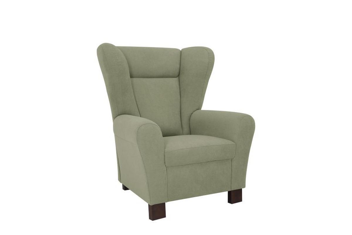 Křeslo ušák CHANDLER, lesní zelená - hnědá/lesní zelená, Design, dřevo/kompozitní dřevo (95/109/97cm) - Ondega