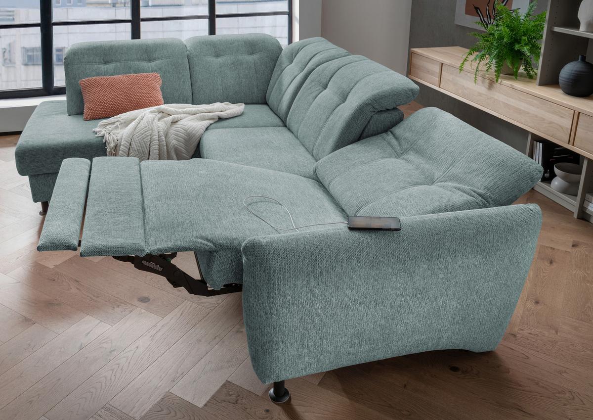 Ecksofa Minori Chenille Blau, S: 198x270 Cm - Blau/Schwarz, MODERN, Textil (198/270cm) - Livetastic