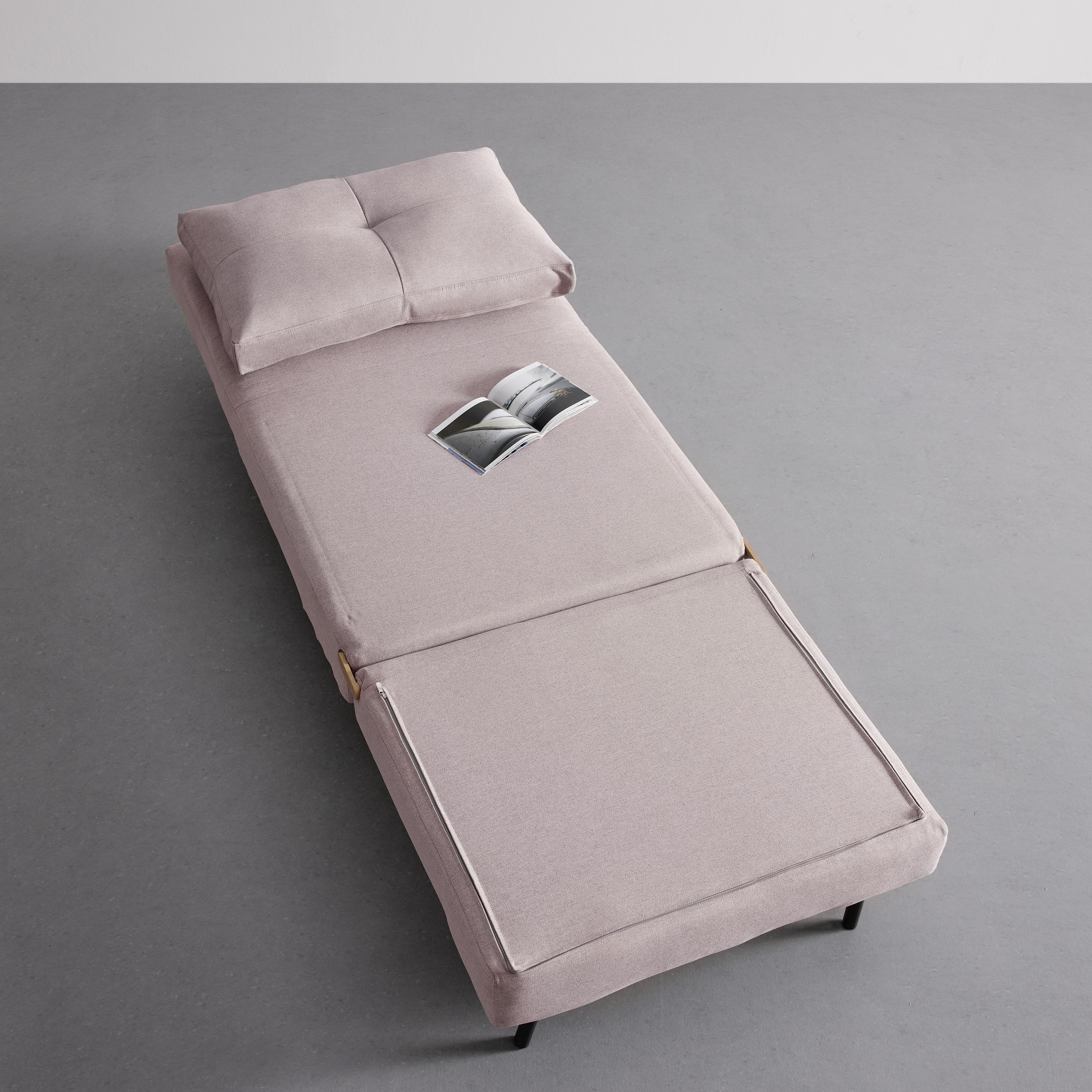 Rozkládací pohovka Malic - růžová - růžová/barvy dubu, Moderní, kov/textil (80/84/90cm) - Bessagi Home
