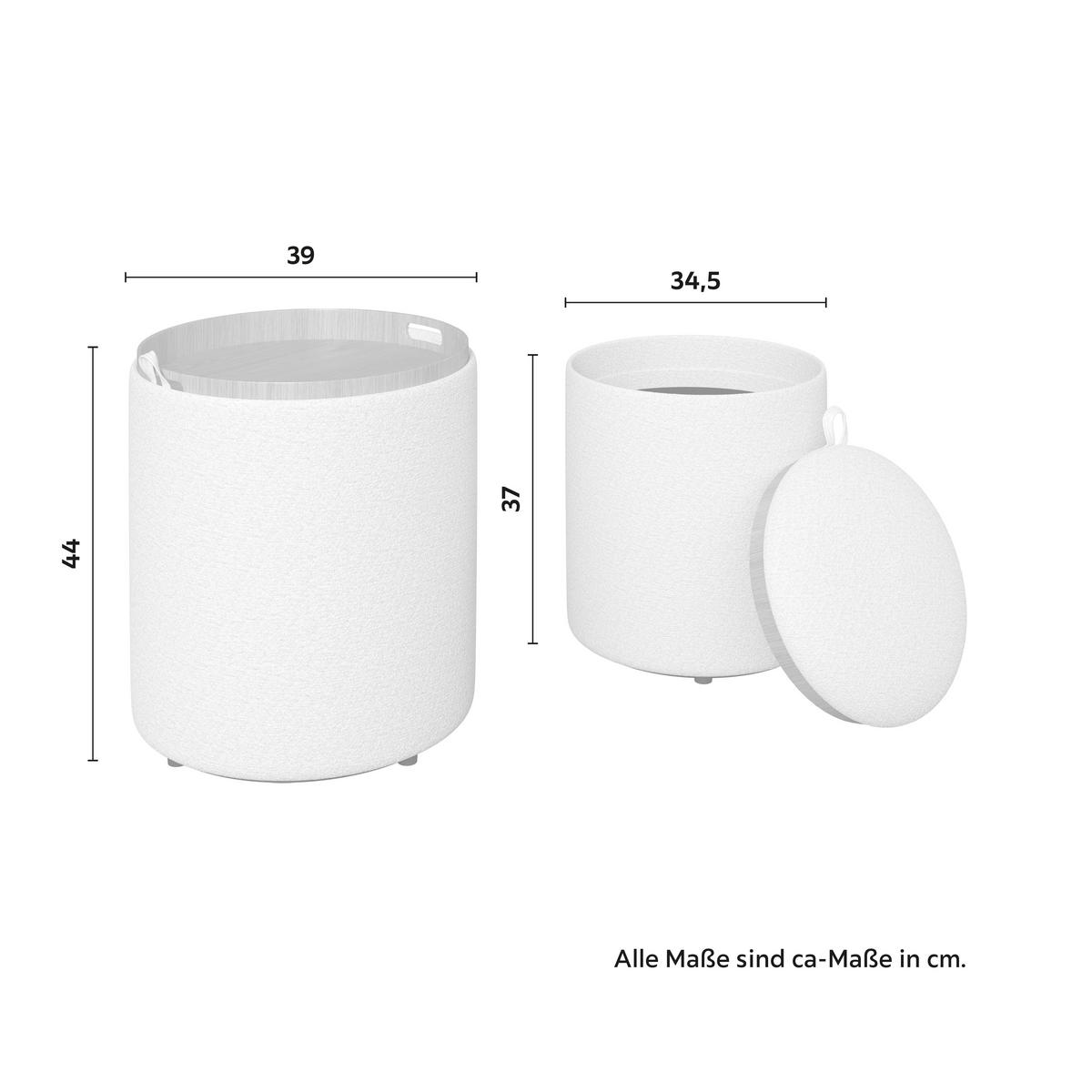 Sada taburetek MELANIE, bílé buklé - bílá, Moderní, kompozitní dřevo/textil (44cm) - Bessagi Home