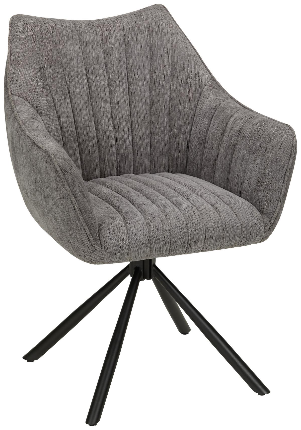 Židle s područkami Trient, šedá - šedá/černá, Moderní, kov/textil (62/87/65cm) - Premium Living