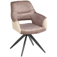 Armlehnstuhl Kiran Samt Beige, B: 62 Cm - Beige/Schwarz, KONVENTIONELL, Textil/Metall (62/86/64cm) - MID.YOU