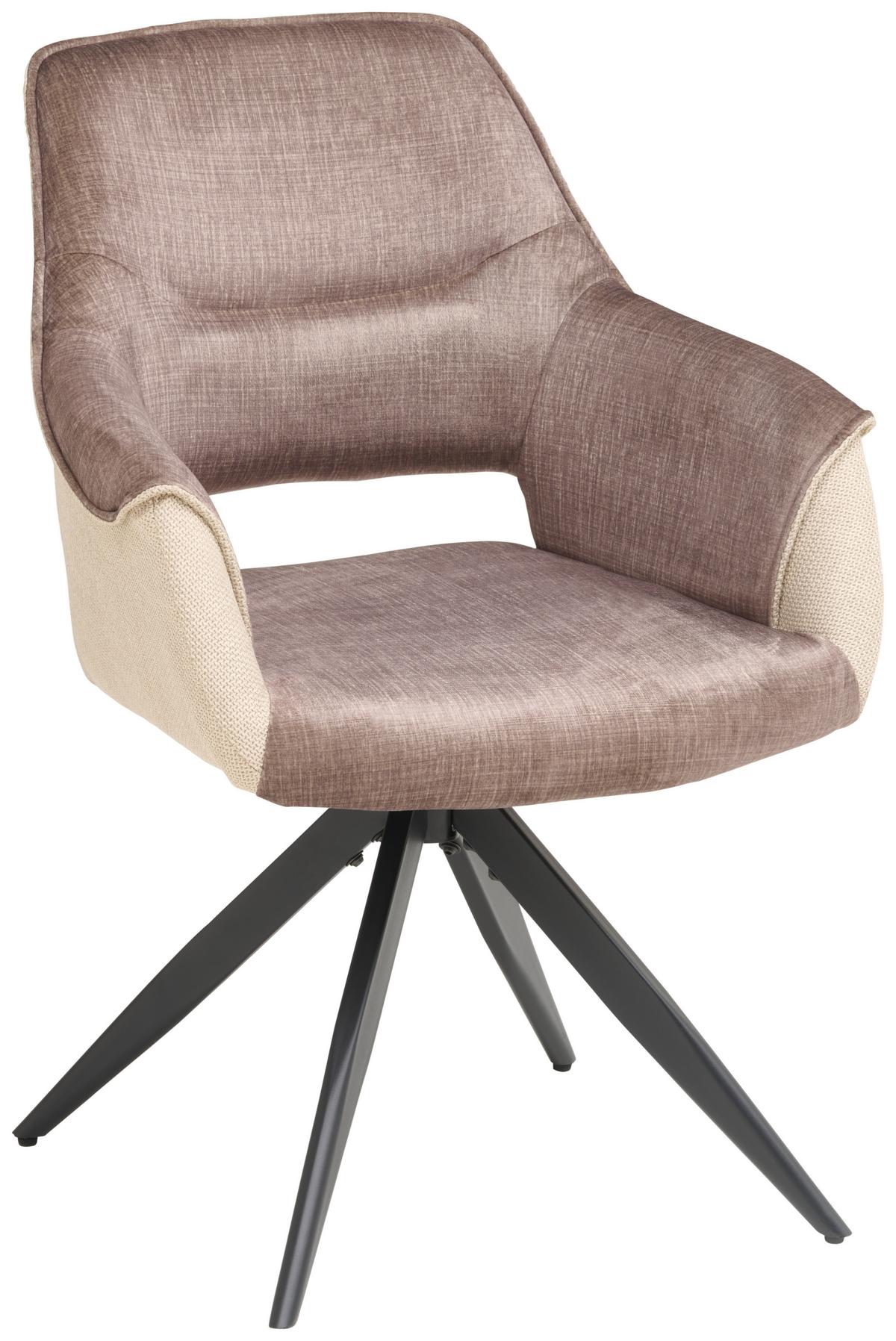 Armlehnstuhl Kiran Samt Beige, B: 62 Cm - Beige/Schwarz, KONVENTIONELL, Textil/Metall (62/86/64cm) - MID.YOU