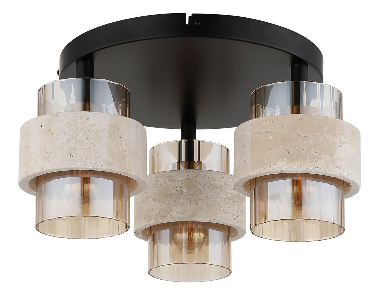 DECKENLEUCHTE Daren - Beige/Messingfarben, Design, Glas/Stein (37,5/20,5cm) - Globo
