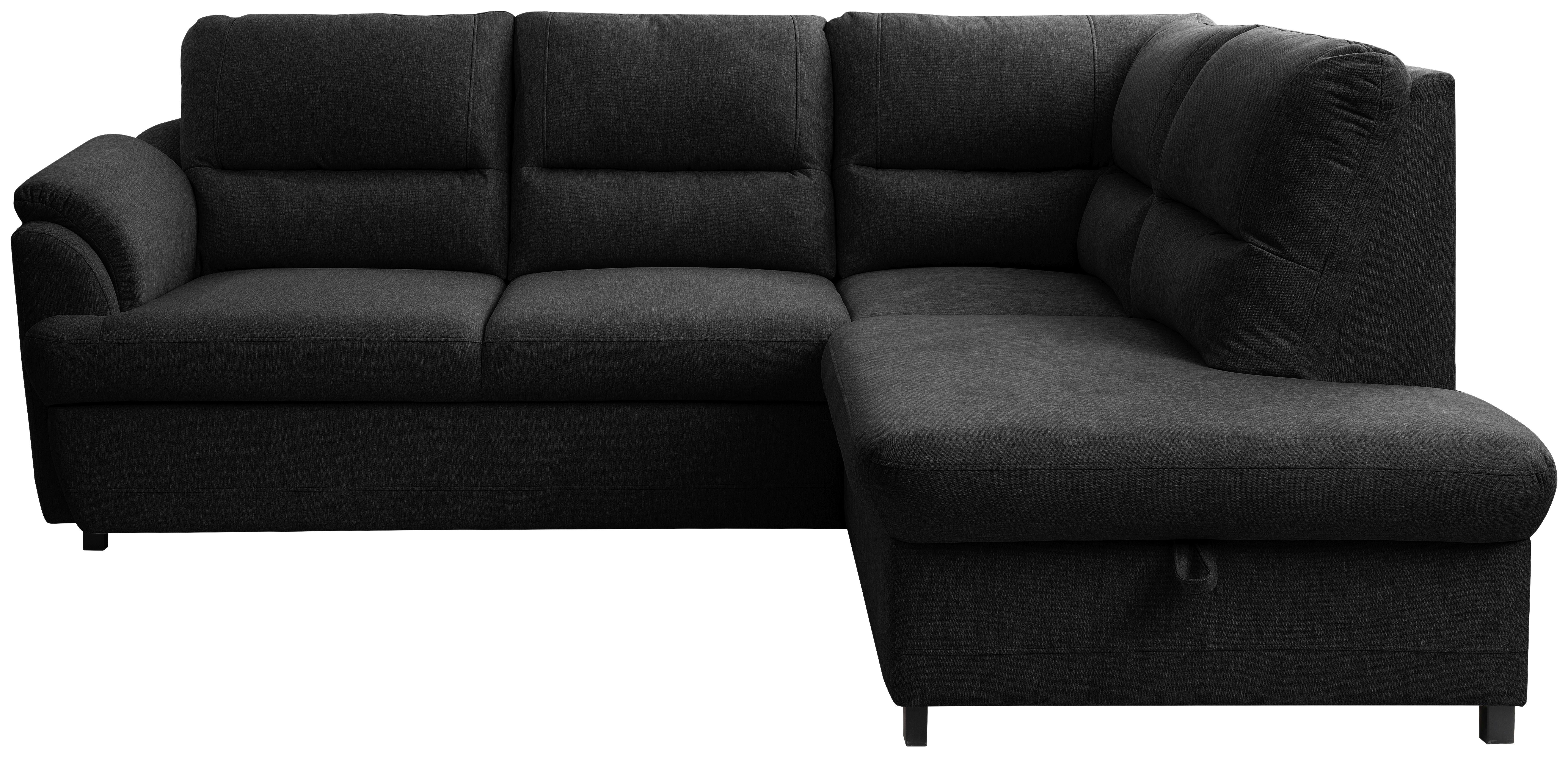 Rohová sedačka GUSTO, pravá, grafitová - černá/šedobéžová, Basics, dřevo/textil (240/200cm)