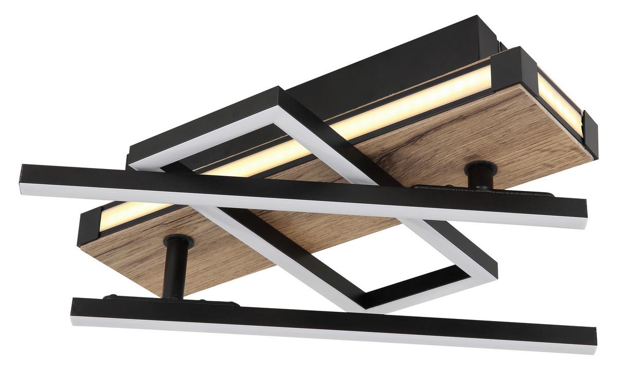 LED-Deckenleuchte 67299d2 - Dunkelbraun/Opal, Design, Holzwerkstoff/Kunststoff (68/46/12cm) - Globo