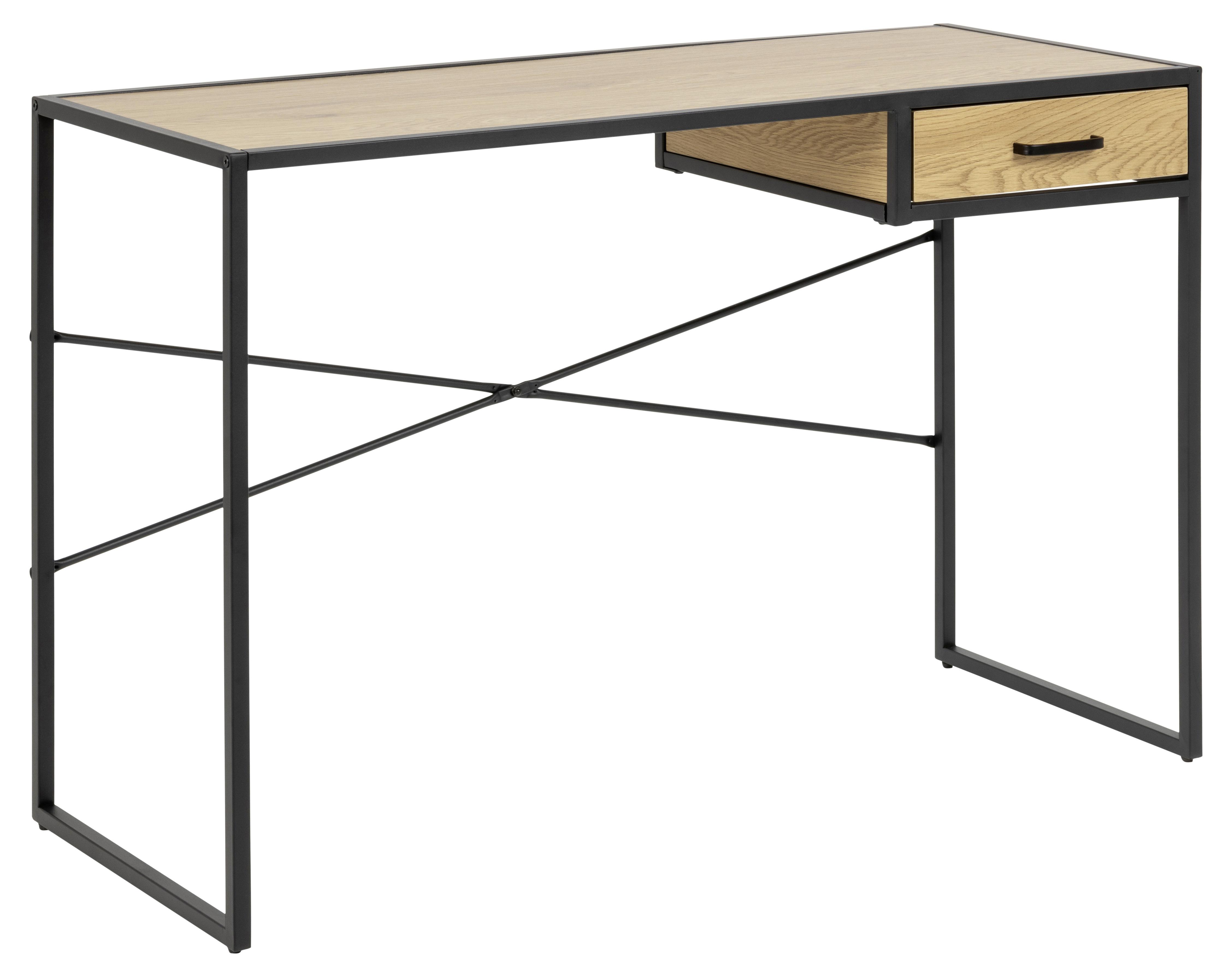 Schreibtisch mit Lade B 110cm H 75cm Seaford Wildeiche Dekor - Eichefarben/Schwarz, MODERN, Holzwerkstoff/Metall (110/45/75cm) - MID.YOU