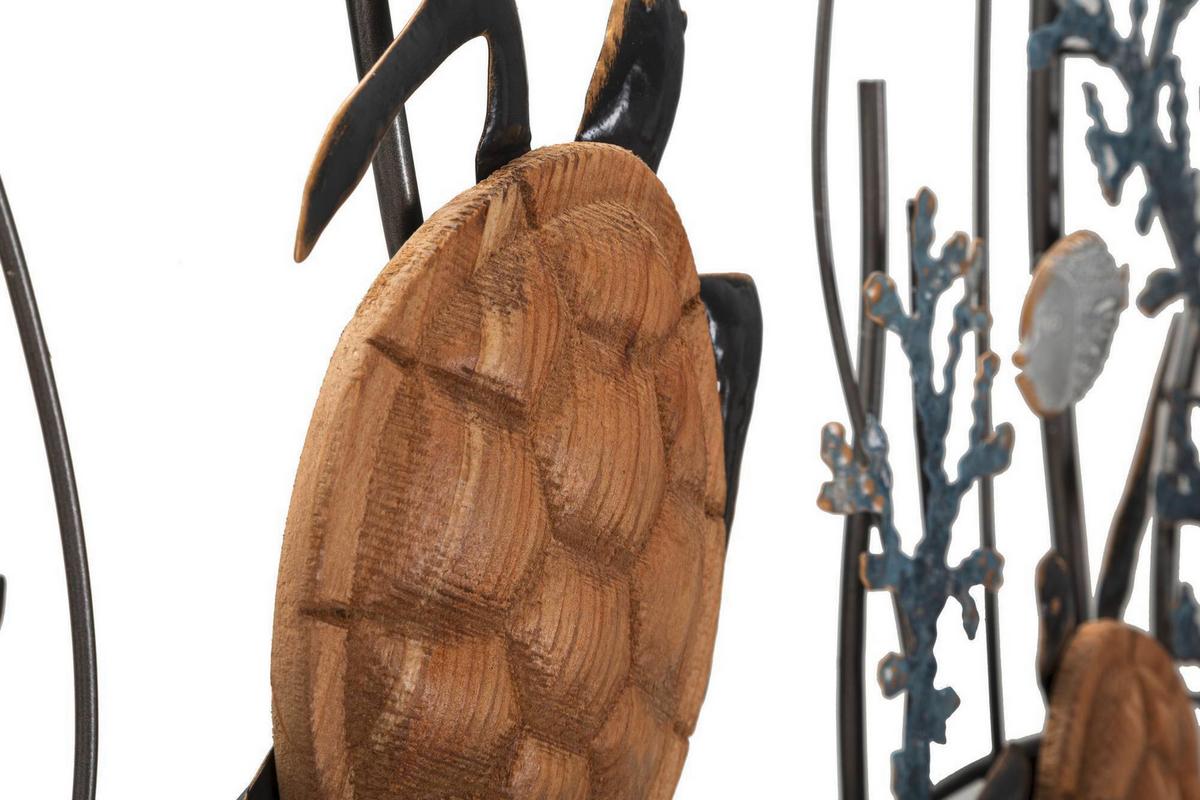 Wanddeko Turtle Naturf./Schwarz/Weiß B: 138 cm - Schwarz/Naturfarben, Basics, Holzwerkstoff/Metall (132.7/69.9/5.7cm)