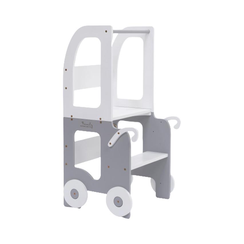 Hochstuhl Trolley Aus Holz Grau/weiß - Weiß/Grau, Basics, Holz (38/90/40cm)