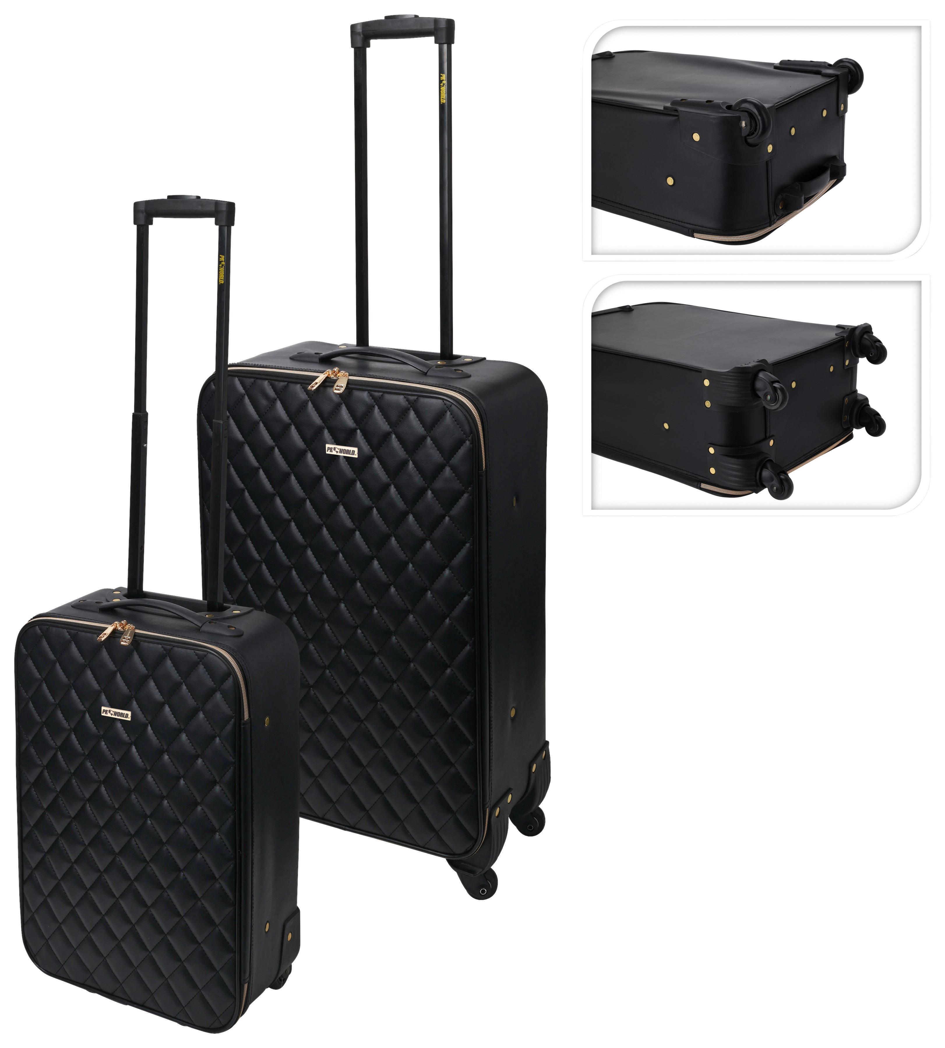 Reisekofferset 2-tlg. Schwarz - Goldfarben/Schwarz, Basics, Kunststoff (50/17/53cm)