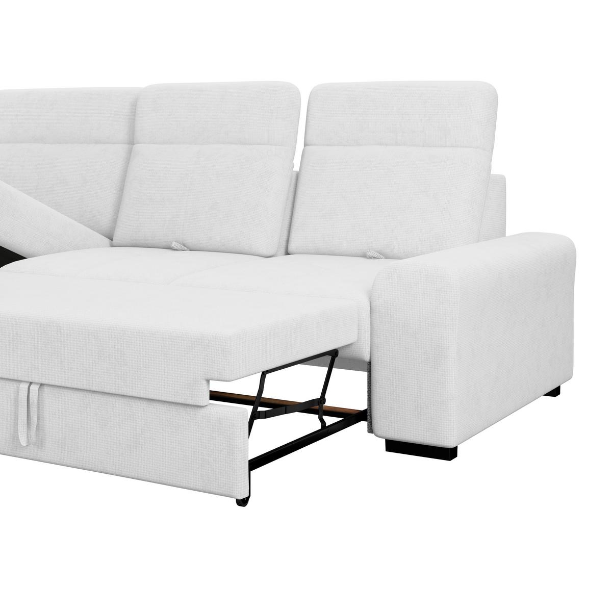 Ecksofa mit Bettfunktion Malaga new Chenille silber - Silberfarben/Schwarz, KONVENTIONELL, Textil (203/286cm) - Ondega