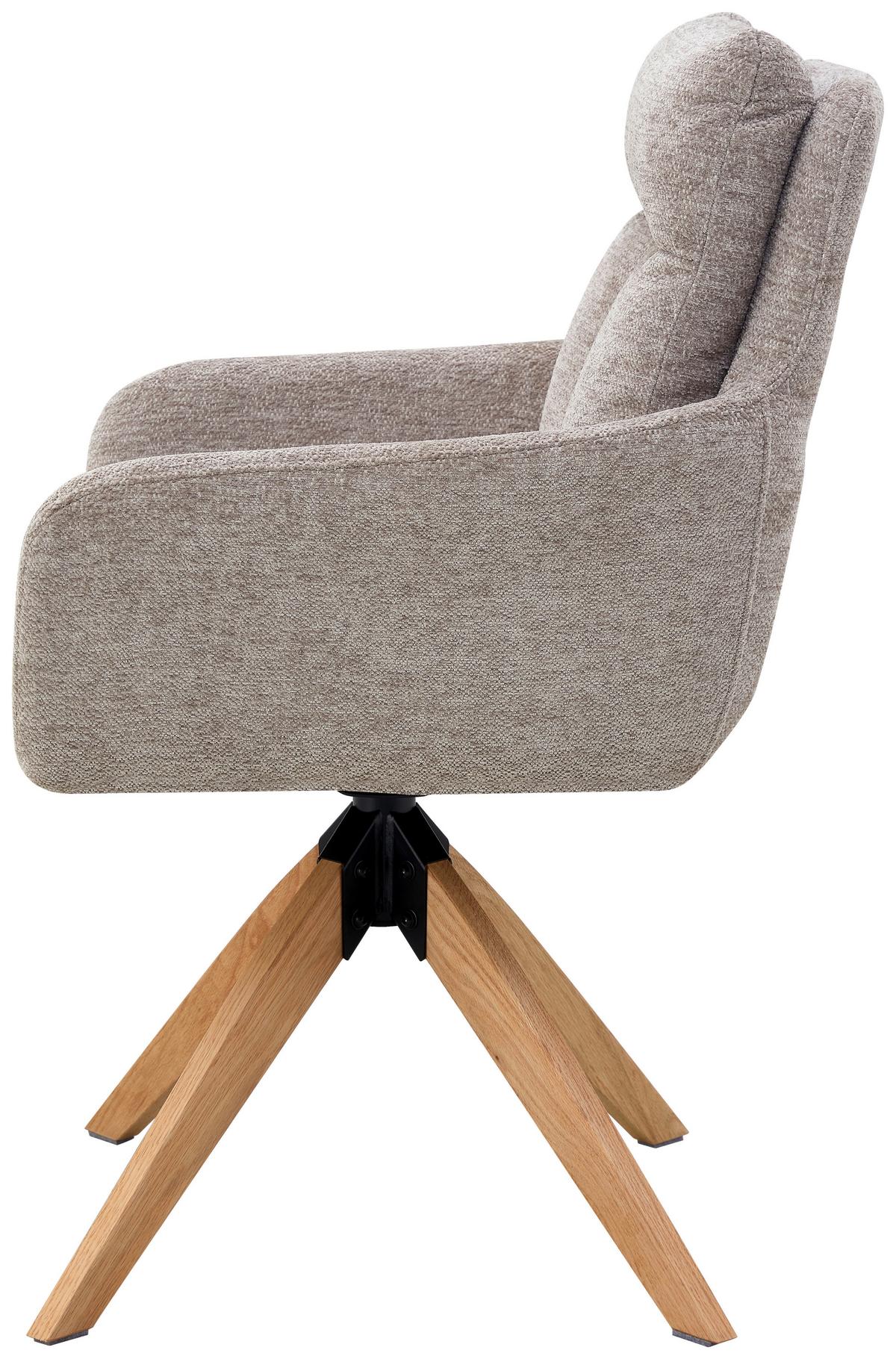 Armlehnstuhl Malik Webstoff Taupe, B: 59 Cm - Taupe/Naturfarben, KONVENTIONELL, Holz/Textil (59/92/63cm) - Livetastic