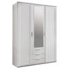 Drehtürenschrank Mit Spiegel + Laden 135cm Nadja, Weiß - Silberfarben/Weiß, KONVENTIONELL, Glas/Holzwerkstoff (135/210/58cm) - MID.YOU