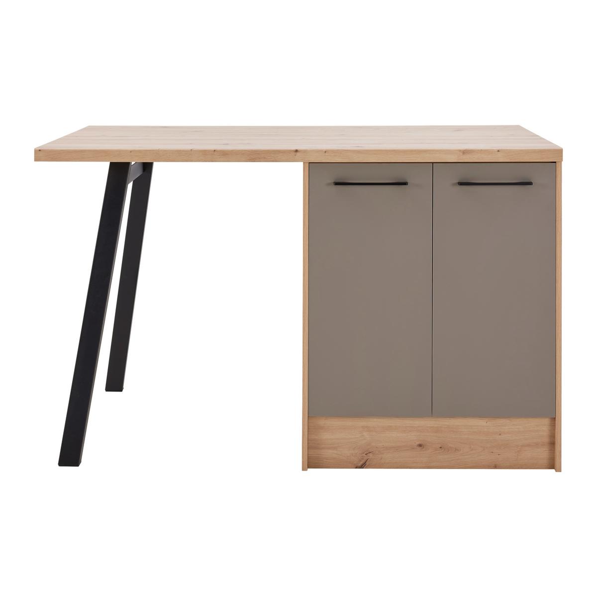 Kuchyňský ostrůvek LINZ LINZ I - šedá/černá, Moderní, kov/kompozitní dřevo (150/91/90cm)